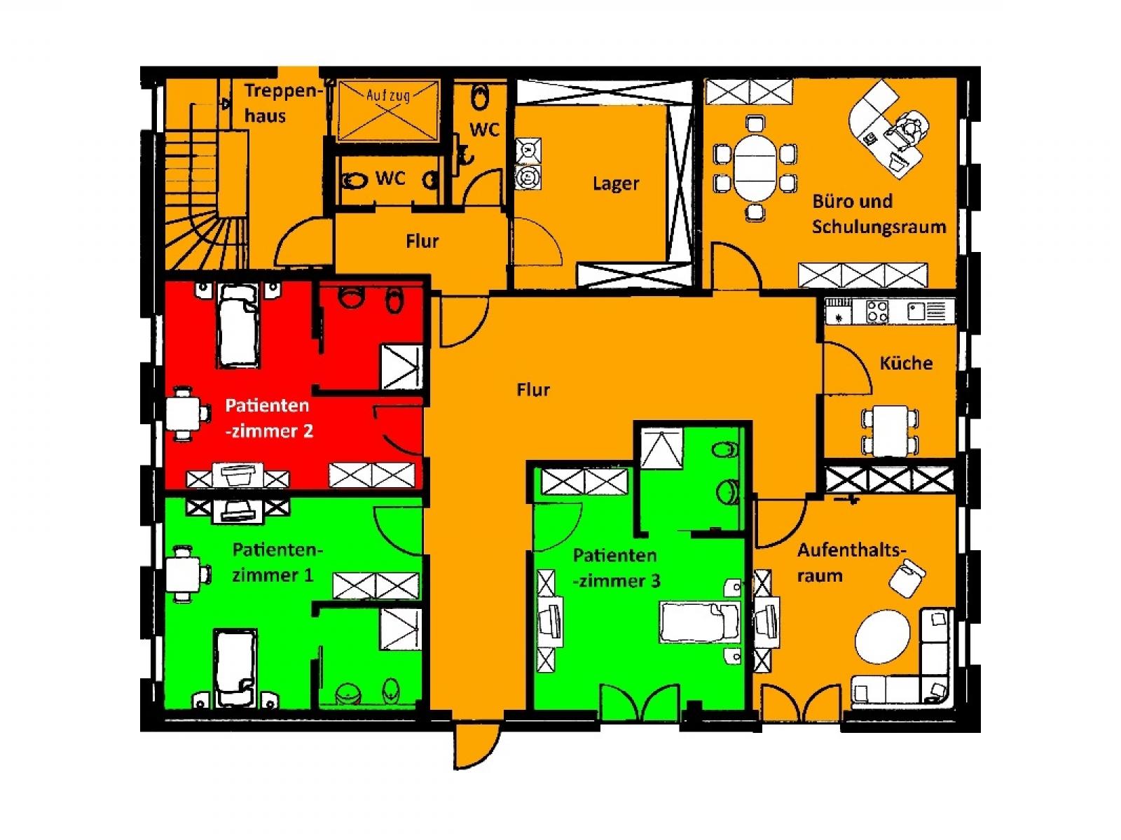 Grundriss der Pflegeeinrichtung Düren