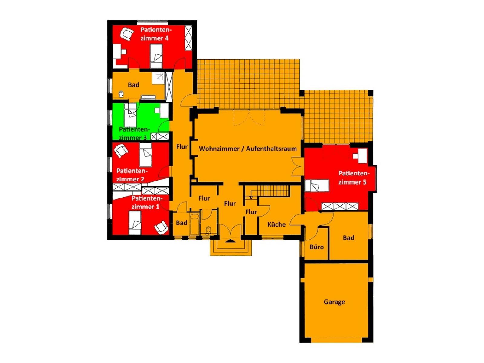 Grundriss der Pflegeeinrichtung Köln-Hahnwald